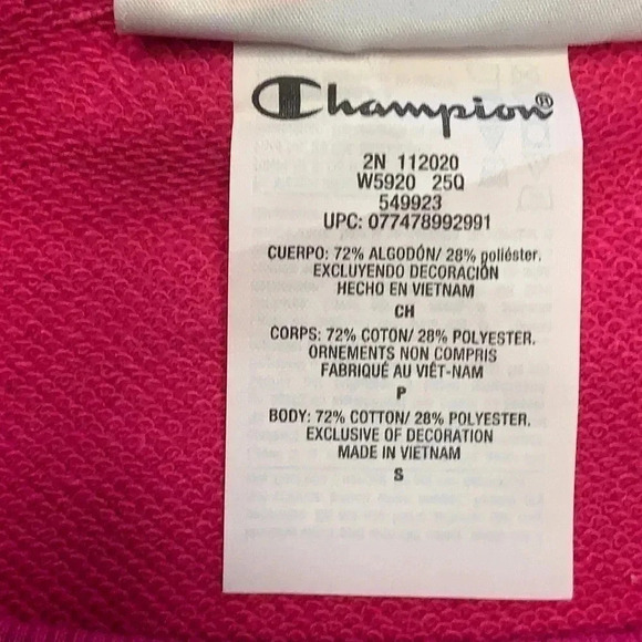 Champion Cropped Sweatshirt French Terry Top Pink - Picture 5 of 10